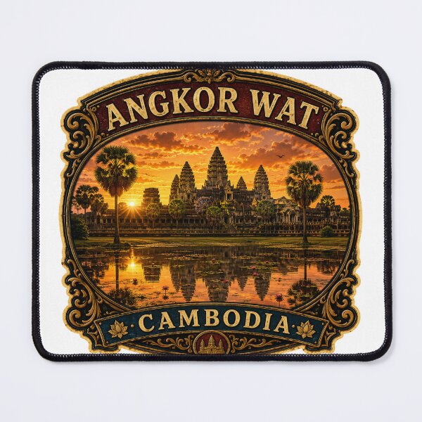 Item preview, Angkor Wat Cambodia Vintage Travel Badge Sticker | Khmer Temple Sunrise Retro Souvenir designed and sold by DreamPaw Studio.