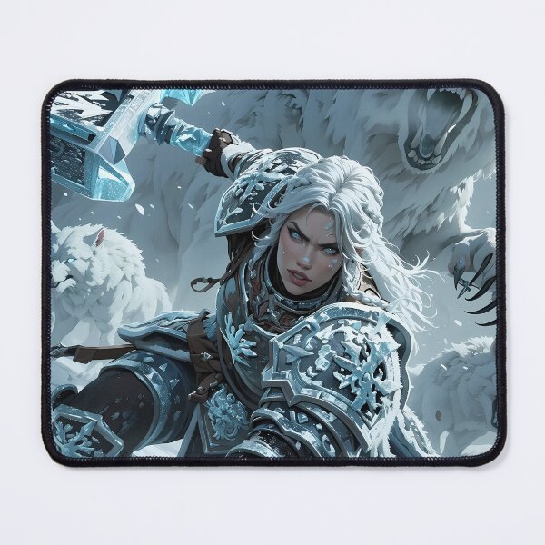Item preview, Frost Valkyrie Leading Direwolves Across Frozen Fantasy designed and sold by BorgSpareParts.
