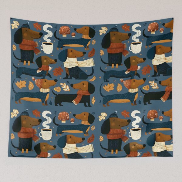 Item preview, Cozy Autumn Dachshunds Collection – Cute Fall Wiener Dogs & Coffee Illustration designed and sold by KAM-KAM-STORE.