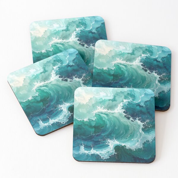 Item preview, Dynamic Emerald Sea Foam Ocean Waves designed and sold by BetweenForms.