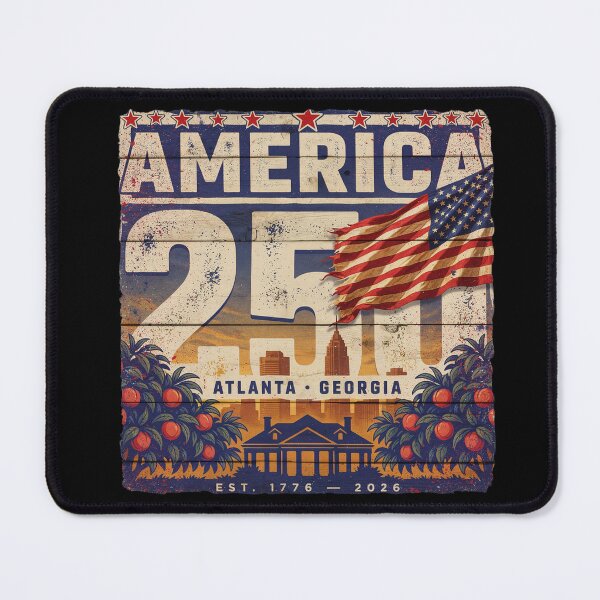 Item preview, America 250 Atlanta Georgia Est 1776 Vintage Patriotic City Skyline Design v2 designed and sold by DarylWelsh2024.