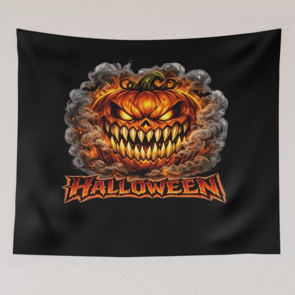 Item preview, Evil Pumpkin – Fiery Halloween Jack‑O’‑Lantern with Smoke designed and sold by Rocket&Stars.