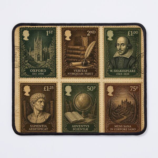 Item preview, Dark Academia British Stamps | Oxford Shakespeare Vintage Postal Art designed and sold by lavanya11.