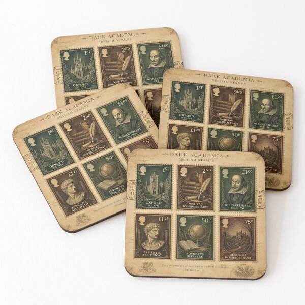Item preview, Dark Academia British Stamps | Oxford Shakespeare Vintage Postal Art designed and sold by lavanya11.