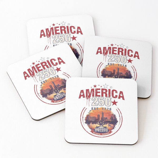 Item preview, America 250 Atlanta Georgia Est 1776 Vintage Patriotic City Skyline Design v4 designed and sold by DarylWelsh2024.