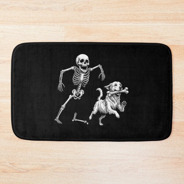 Item preview, Funny Skeleton Chasing Dog Carrying Bone Halloween Pet Lover Vintage Humor designed and sold by LakenDraphil.
