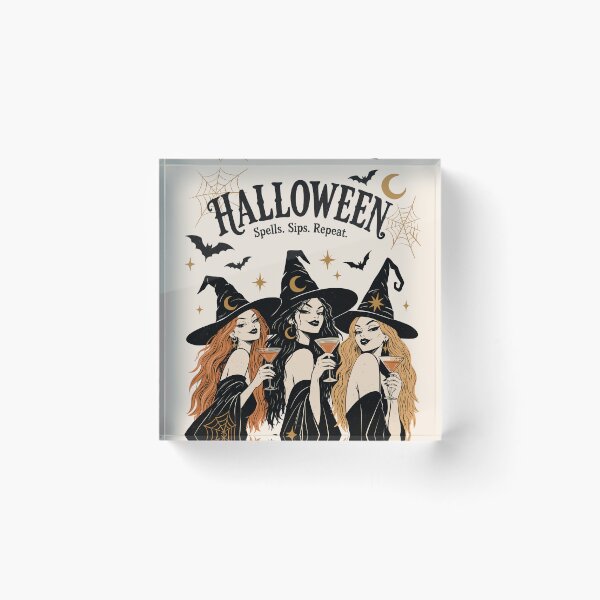 Item preview, Halloween Witches Party Print| Spells Sips Repeat | Stylish Witch Halloween GraphicIllustration | Witchy Girls Halloween Gift designed and sold by MonNoir.