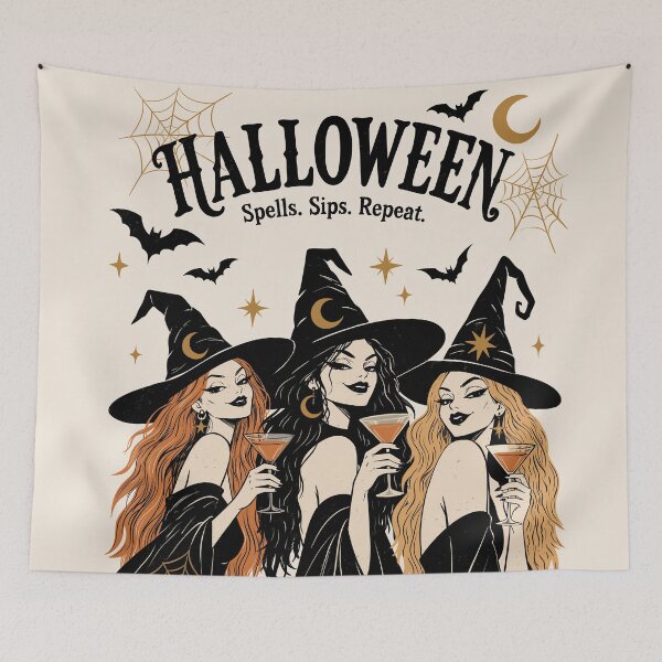 Item preview, Halloween Witches Party Print| Spells Sips Repeat | Stylish Witch Halloween GraphicIllustration | Witchy Girls Halloween Gift designed and sold by MonNoir.