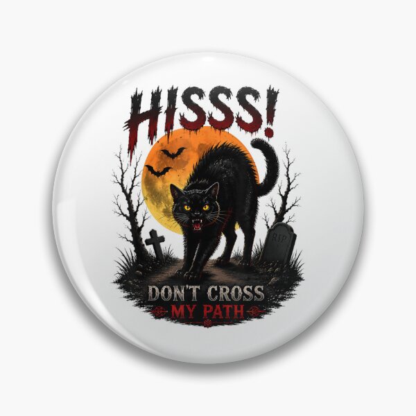 Item preview, Hiss Dont Cross My Path Black Cat Spooky Halloween Vintage Horror designed and sold by DaphoLatara.