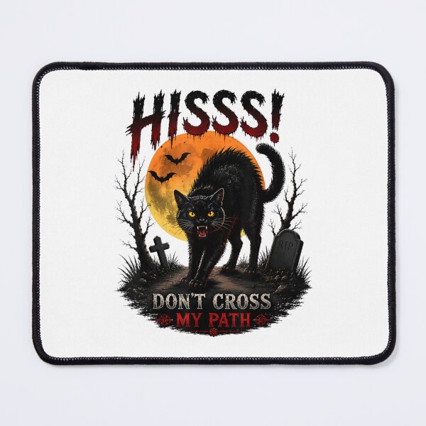 Item preview, Hiss Dont Cross My Path Black Cat Spooky Halloween Vintage Horror designed and sold by DaphoLatara.