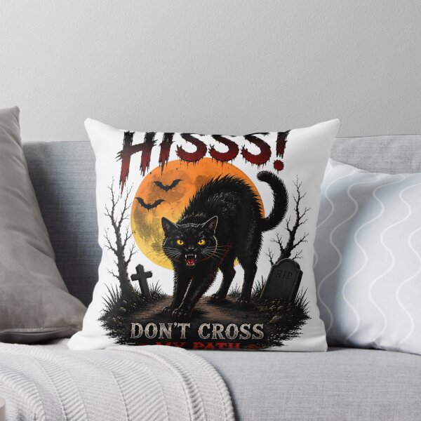 Item preview, Hiss Dont Cross My Path Black Cat Spooky Halloween Vintage Horror designed and sold by DaphoLatara.
