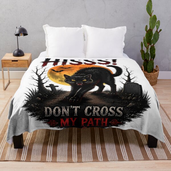 Item preview, Hiss Dont Cross My Path Black Cat Spooky Halloween Vintage Horror designed and sold by DaphoLatara.