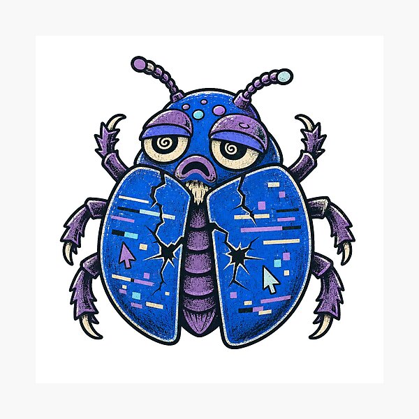 Item preview, Blue-Screen Beetle – Computer Error Creature designed and sold by yagniikd-.