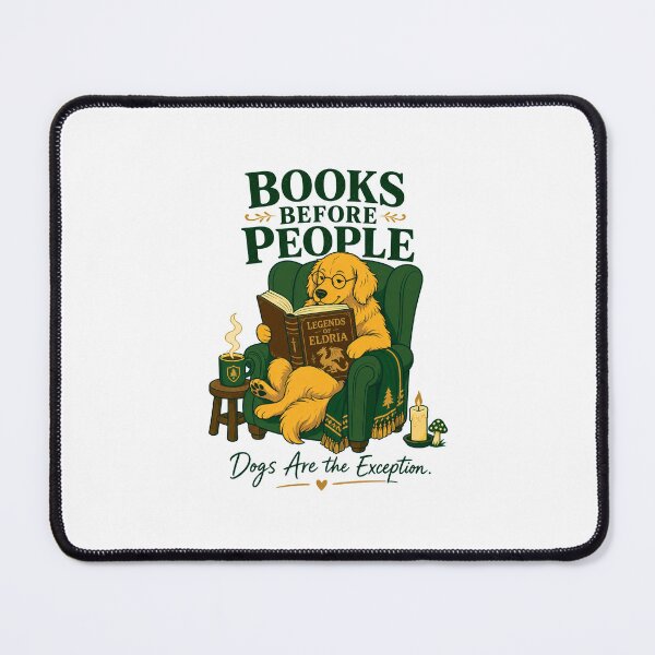 Item preview, Books Before People Dogs Are The Exception Shirt, Golden Retriever Book Lover Tee, Dog Mom Reader T-Shirt, Cozy Bookworm Graphic Tee, Bibliophile Dog Lover Gift designed and sold by KAYJAY DESIGNS.