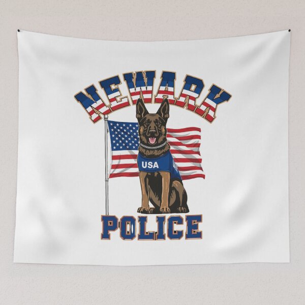 Item preview, Newark Police K9 American Flag T-Shirt, Police Dog Officer Gift, Patriotic Law Enforcement Graphic Tee designed and sold by pawsome purrfect.