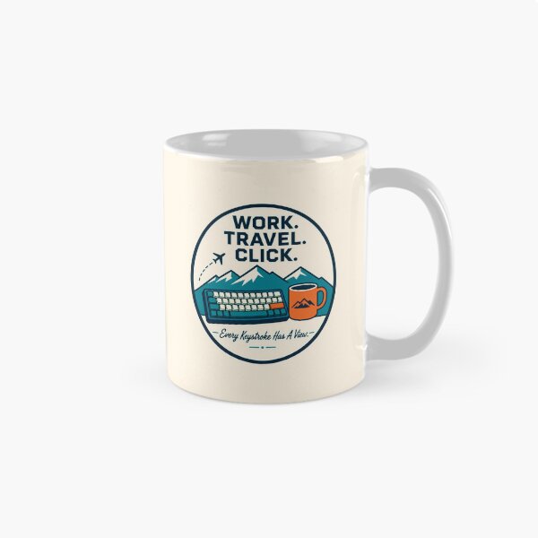 Item preview, Work Travel Click Shirt, Digital Nomad T-Shirt, Remote Developer Tee, Mechanical Keyboard Travel Shirt, Programmer Gift, Work From Anywhere Graphic Tee designed and sold by KAYJAY DESIGNS.