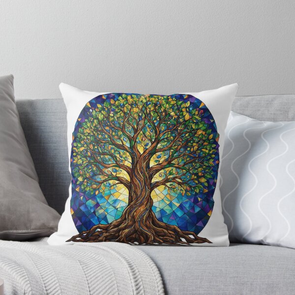 Item preview, Tree of Life in geometric stained-glass style designed and sold by DVerse Studio.