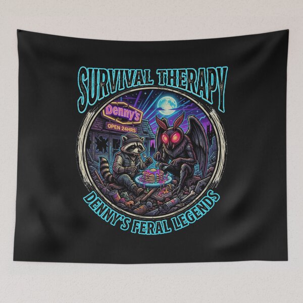 Item preview, Jimothy Raccoon & Mothman - Denny’s Survival Therapy designed and sold by SisuPrintsCo.