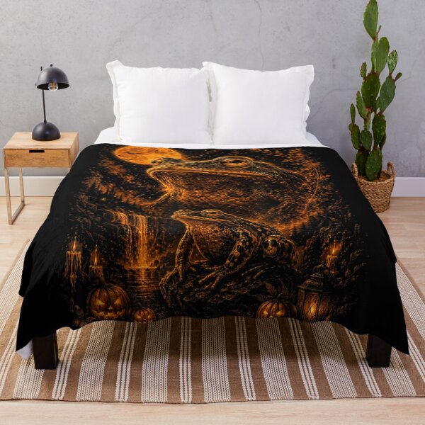 Item preview, Mystical Halloween Toad Under Full Moon Gothic Forest Autumn Nature designed and sold by YubitaLeLe.