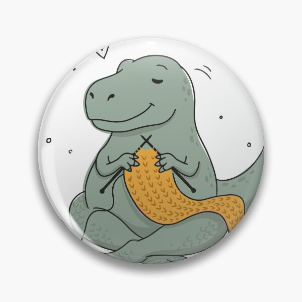 Item preview, Cute Trex Knitting Illustration - Chubby Trex Crafting Scarf Graphic Vector & Sticker Design designed and sold by BobaTeeStore.