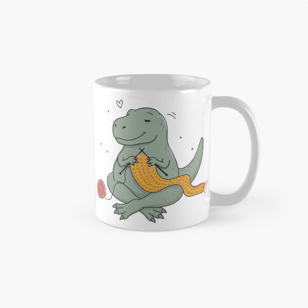 Item preview, Cute Trex Knitting Illustration - Chubby Trex Crafting Scarf Graphic Vector & Sticker Design designed and sold by BobaTeeStore.