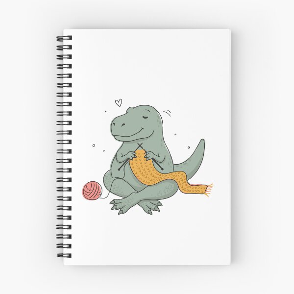 Item preview, Cute Trex Knitting Illustration - Chubby Trex Crafting Scarf Graphic Vector & Sticker Design designed and sold by BobaTeeStore.