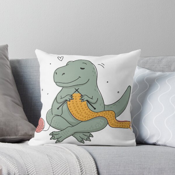 Item preview, Cute Trex Knitting Illustration - Chubby Trex Crafting Scarf Graphic Vector & Sticker Design designed and sold by BobaTeeStore.