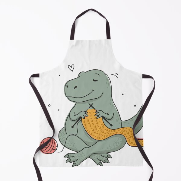 Item preview, Cute Trex Knitting Illustration - Chubby Trex Crafting Scarf Graphic Vector & Sticker Design designed and sold by BobaTeeStore.