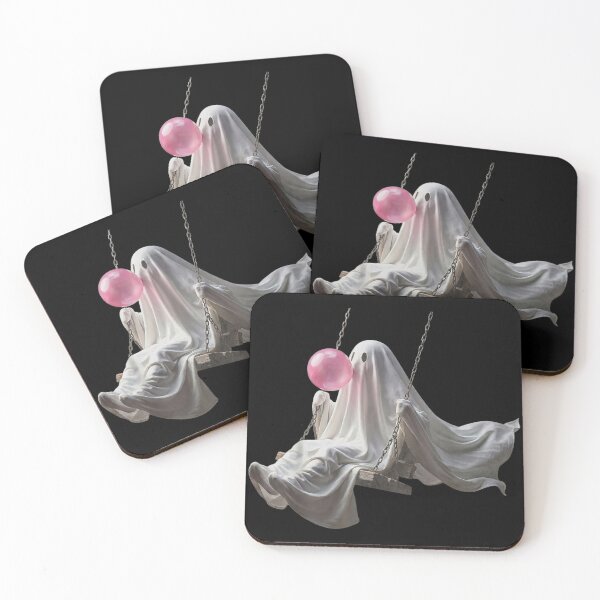 Item preview, Cute Ghost Swing Blowing Pink Bubble Gum Halloween Spooky Aesthetic designed and sold by YubitaLeLe.