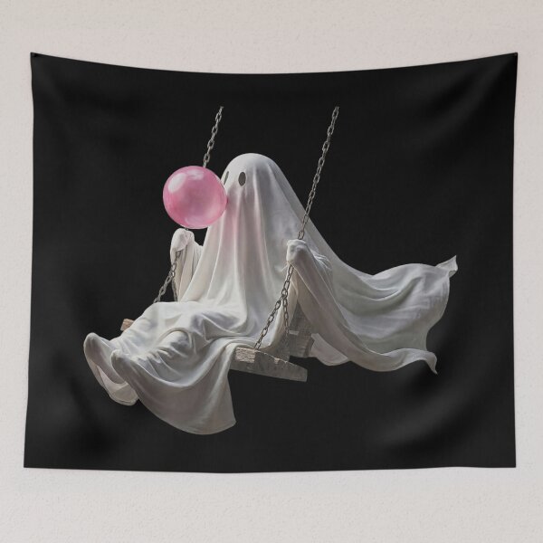 Item preview, Cute Ghost Swing Blowing Pink Bubble Gum Halloween Spooky Aesthetic designed and sold by YubitaLeLe.