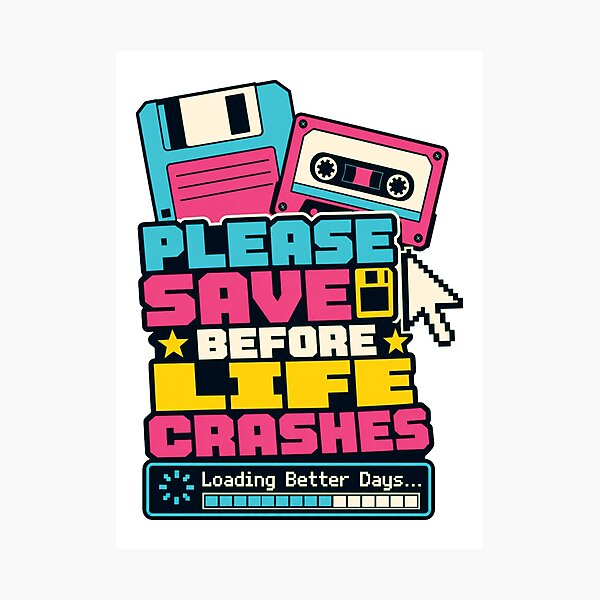 Item preview, Please Save Before Life Crashes Shirt, Retro Computer Humor T-Shirt, Digital Nostalgia Tee, Vintage Floppy Disk Graphic Shirt, Geek Gamer Gift designed and sold by KAYJAY DESIGNS.