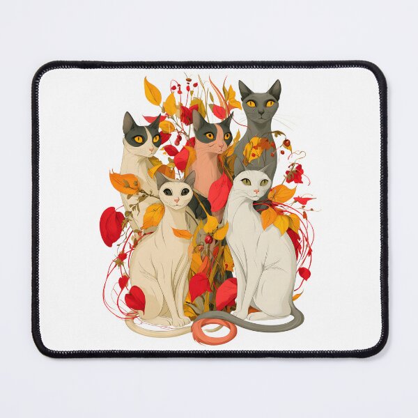 Item preview, Autumn Cats Gathering – Cozy Fall Feline Illustration with Colorful Leaves designed and sold by KAM-KAM-STORE.