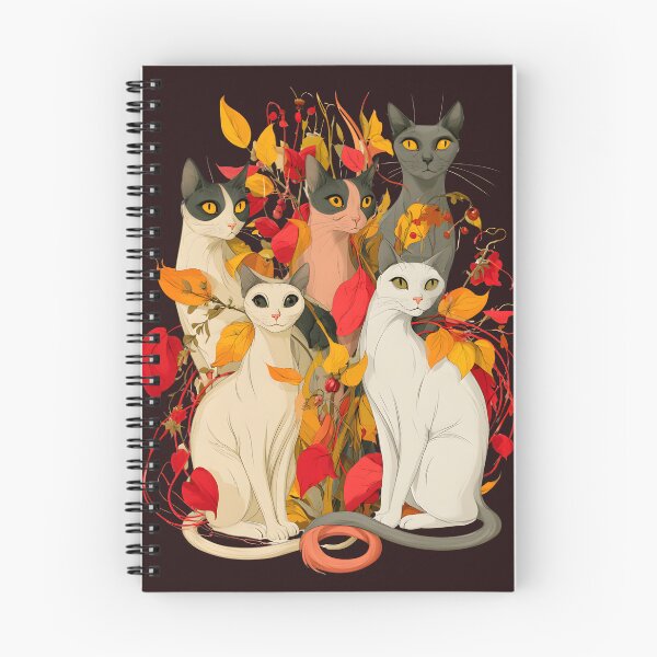 Item preview, Autumn Cats Gathering – Cozy Fall Feline Illustration with Colorful Leaves designed and sold by KAM-KAM-STORE.