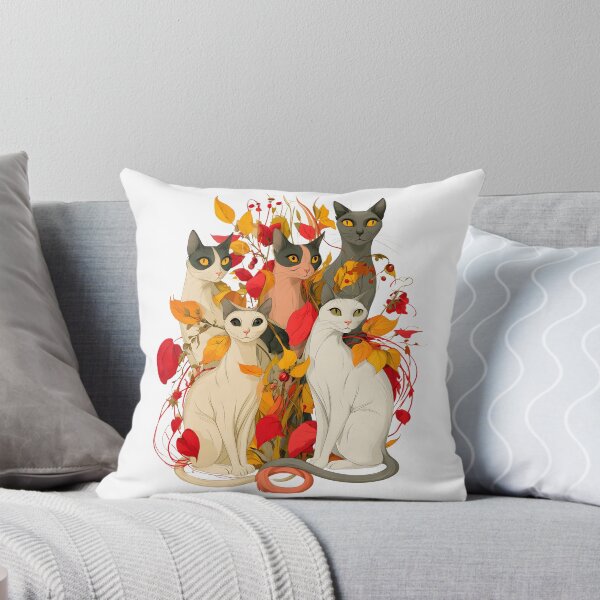Item preview, Autumn Cats Gathering – Cozy Fall Feline Illustration with Colorful Leaves designed and sold by KAM-KAM-STORE.