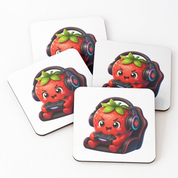Item preview, Cute Gamer Strawberry Kawaii Sticker | Gaming Fruit Character designed and sold by NakottaFashion.