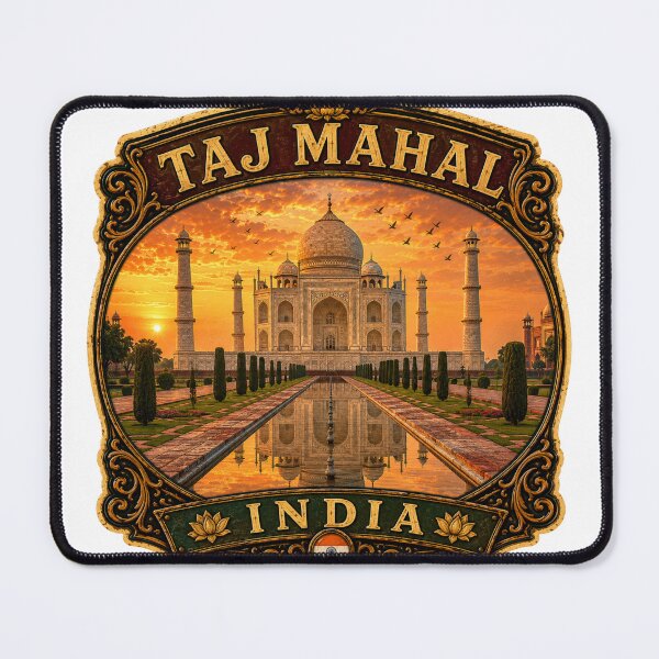 Item preview, Taj Mahal India Vintage Travel Badge Sticker | Agra Landmark Retro Travel Souvenir designed and sold by DreamPaw Studio.