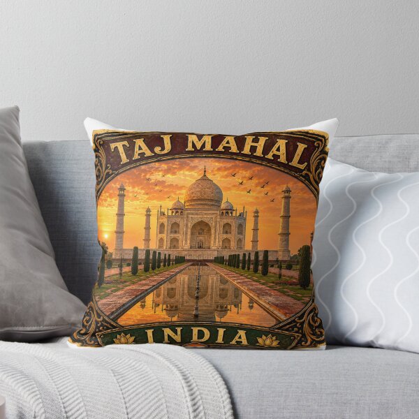 Item preview, Taj Mahal India Vintage Travel Badge Sticker | Agra Landmark Retro Travel Souvenir designed and sold by DreamPaw Studio.