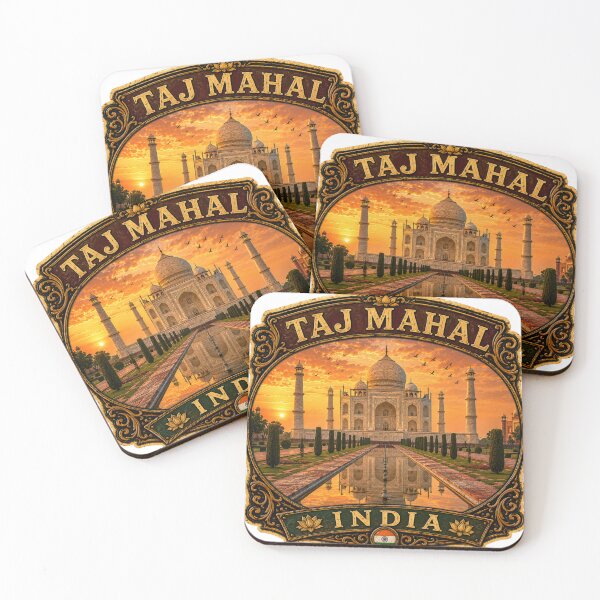 Item preview, Taj Mahal India Vintage Travel Badge Sticker | Agra Landmark Retro Travel Souvenir designed and sold by DreamPaw Studio.