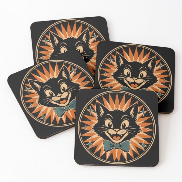 Item preview, Vintage Smiling Black Cat Retro Halloween Lucky Witchy Companion designed and sold by LittleNhutton.