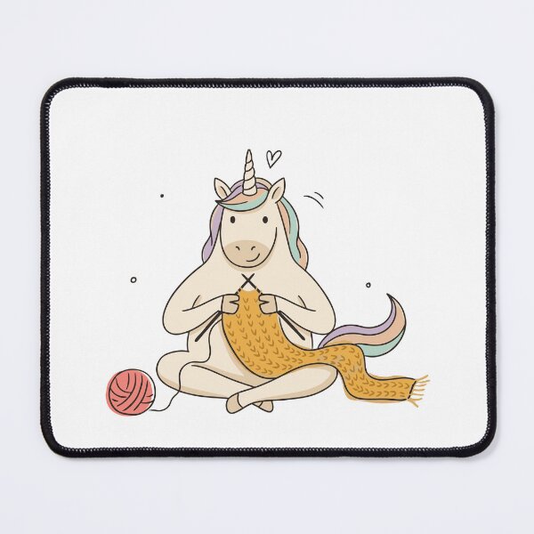Item preview, Cute Unicorn Knitting Illustration - Chubby Unicorn Crafting Scarf Graphic Vector & Sticker Design designed and sold by BobaTeeStore.