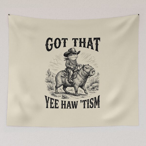 Item preview, Got That Yee Haw Tism Cowboy Frog Riding Capybara designed and sold by dudelinart.
