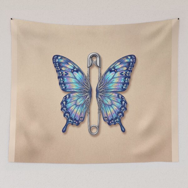 Item preview, Blue Butterfly Wings on a Safety Pin designed and sold by AgingeR.