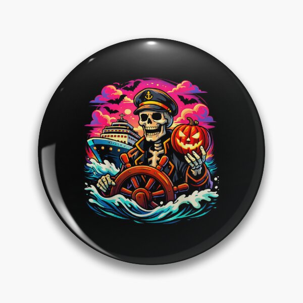 Item preview, Skeleton Captain Steering Haunted Cruise Ship Halloween Nautical Adventure designed and sold by HarinDonreka.