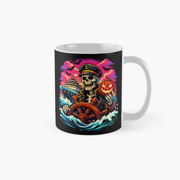 Item preview, Skeleton Captain Steering Haunted Cruise Ship Halloween Nautical Adventure designed and sold by HarinDonreka.