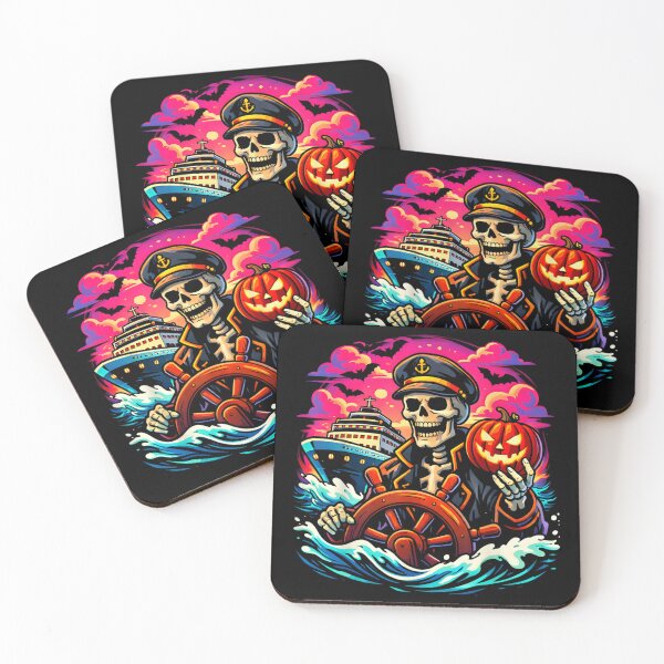 Item preview, Skeleton Captain Steering Haunted Cruise Ship Halloween Nautical Adventure designed and sold by HarinDonreka.