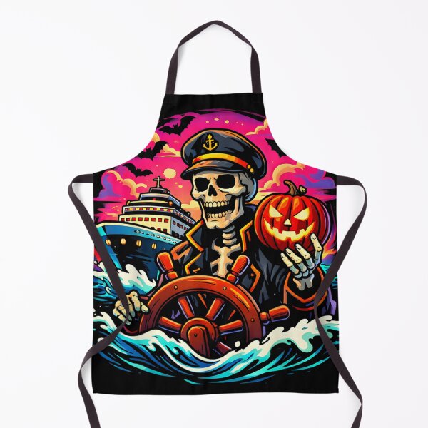 Item preview, Skeleton Captain Steering Haunted Cruise Ship Halloween Nautical Adventure designed and sold by HarinDonreka.