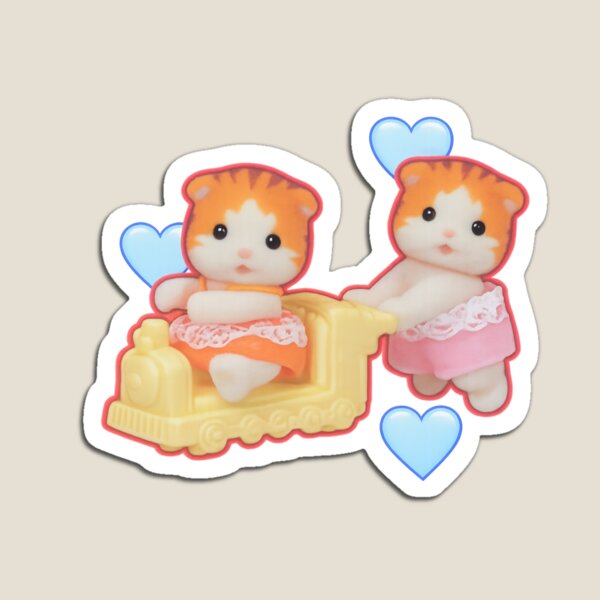 Item preview, Kitty siblings on a toy train designed and sold by holmescraneArt.