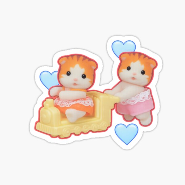 Item preview, Kitty siblings on a toy train designed and sold by holmescraneArt.