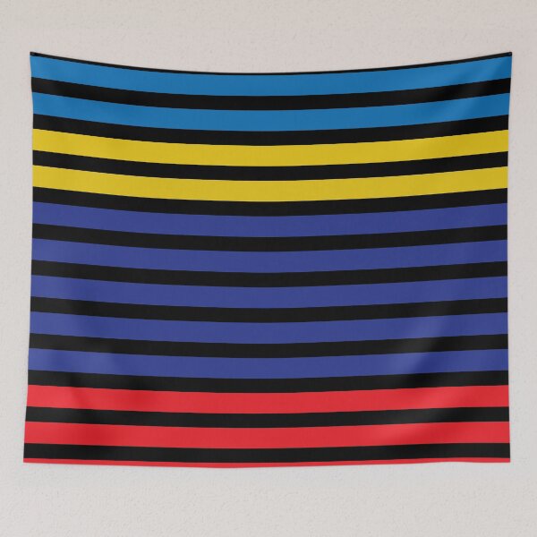 Item preview, Blue red yellow striped pattern designed and sold by fluffyfamcraft.
