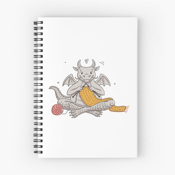 Item preview, Cute Dragon Knitting Illustration - Chubby Dragon Crafting Scarf Graphic Vector & Sticker Design designed and sold by BobaTeeStore.